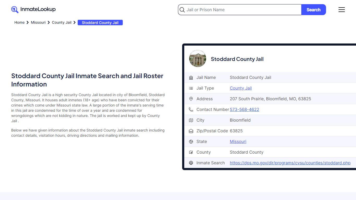 Stoddard County Jail Inmate Search and Jail Roster Information